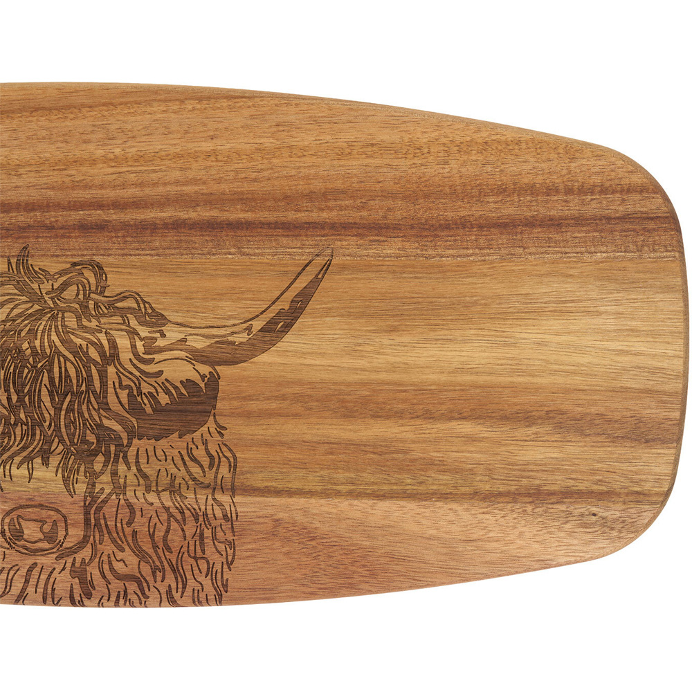 Highland Cow Acacia Serving Board Brown Image 3