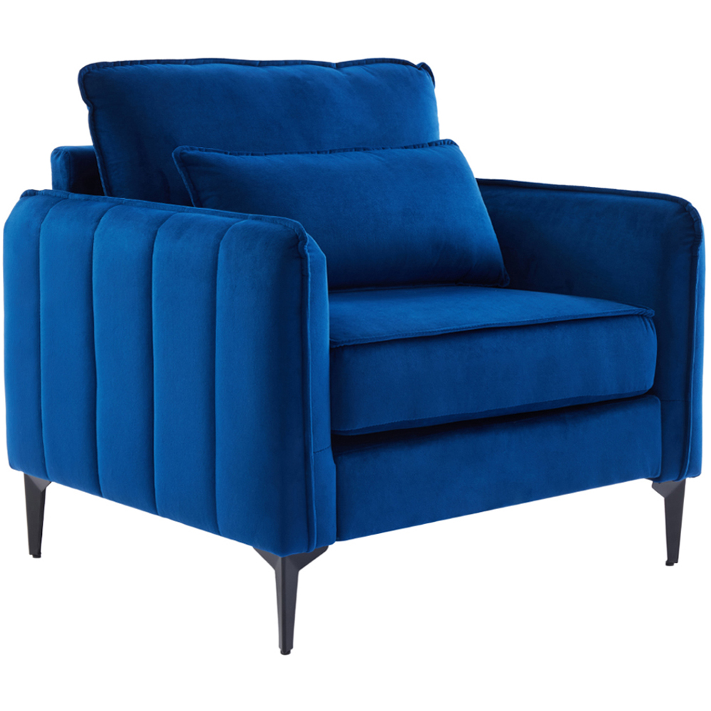 Living and Home Blue Fleece Fabric Armchair with Cushions Image 2