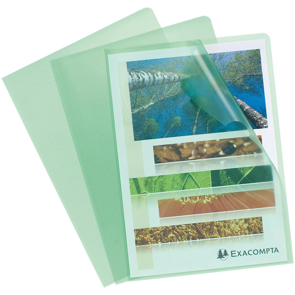 Exacompta A4 Green 0.12mm Grain PP Cut Flush Folder 10 Pack Image 3