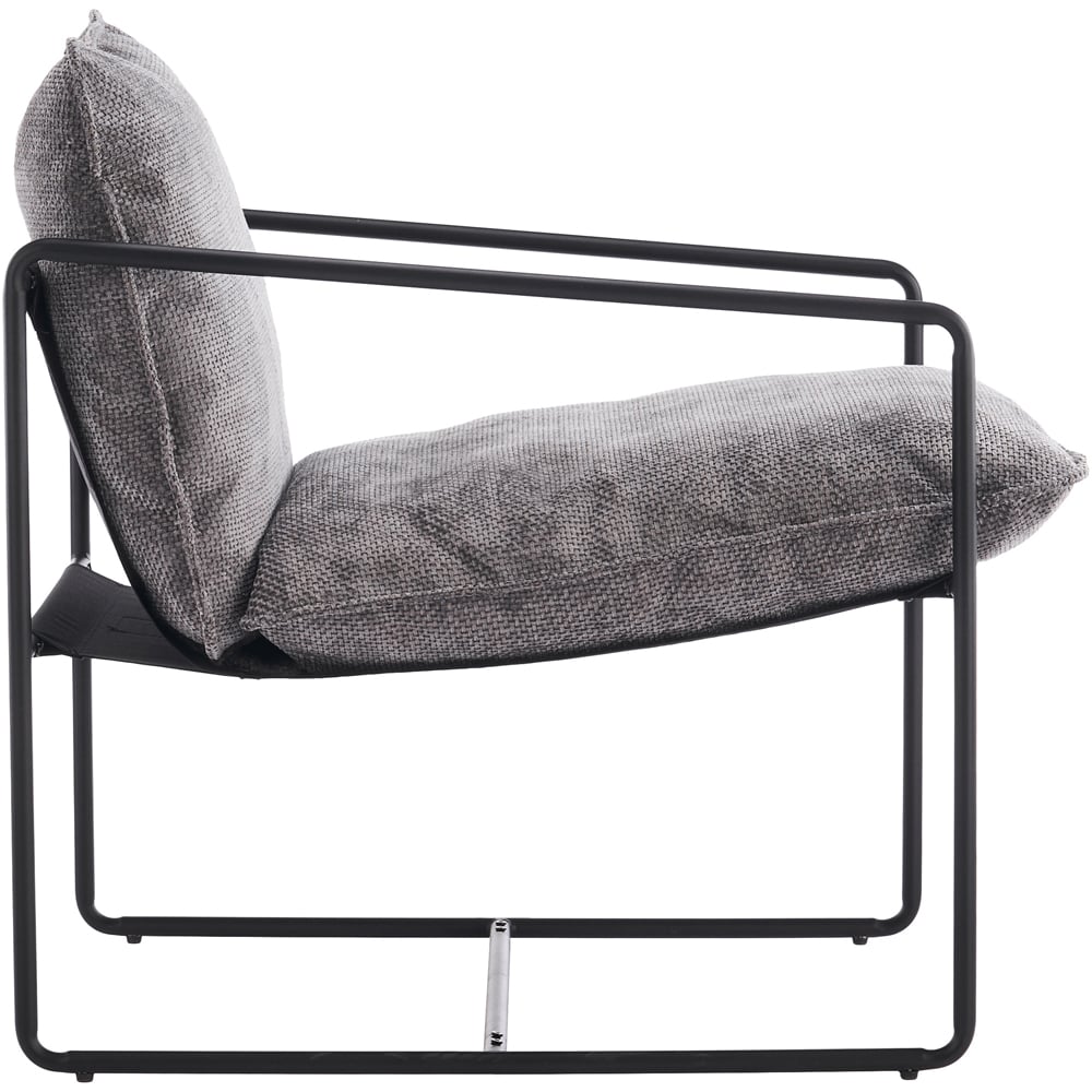 Seconique Tivoli Grey Fabric and Black Metal Accent Chair Image 3