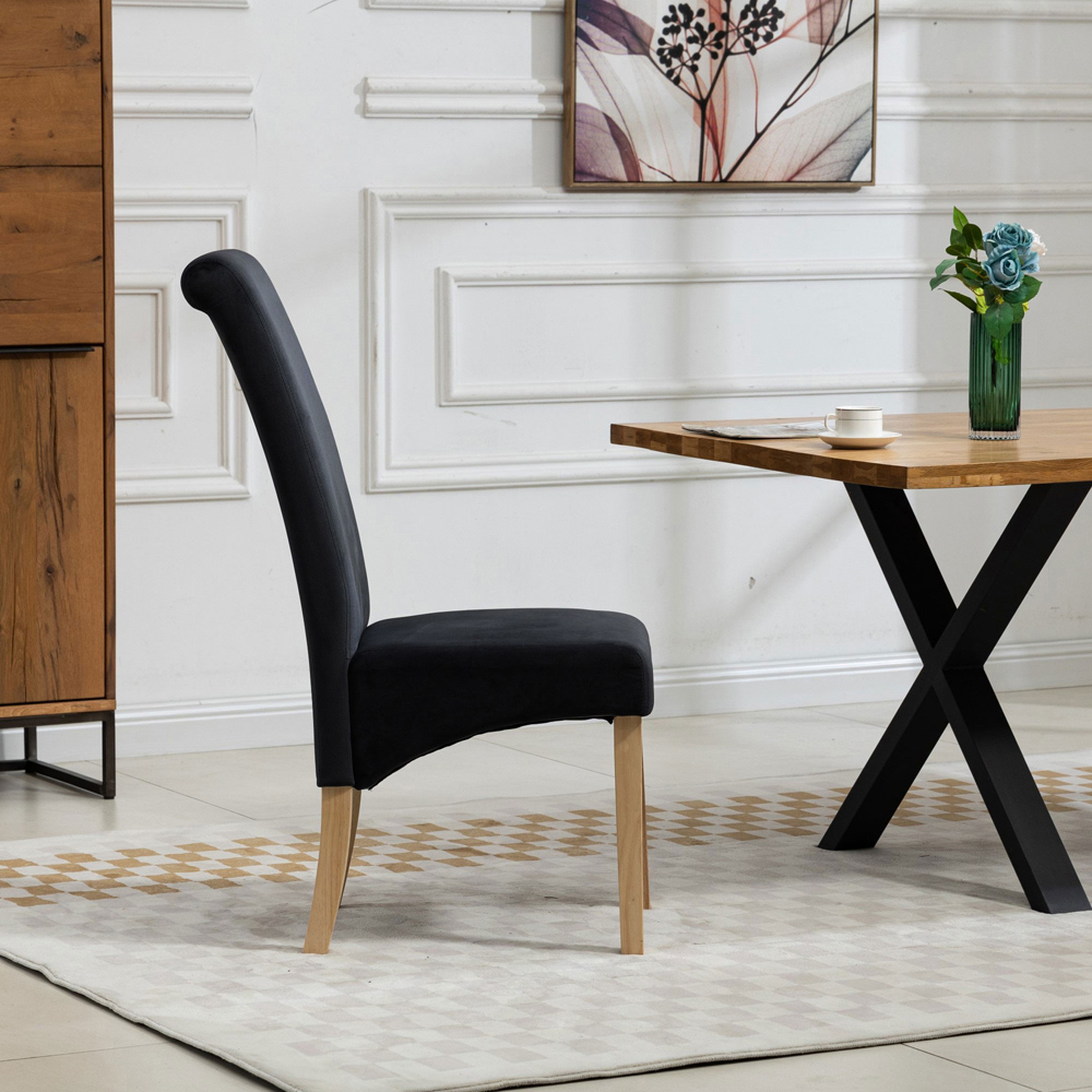 Artemis Home Rimini Set of 2 Black Velvet Fabric Dining Chairs Image 4