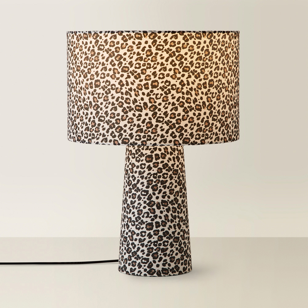 ValueLights Bertie Leopard Print Full Fabric LED Table Lamp Image 5