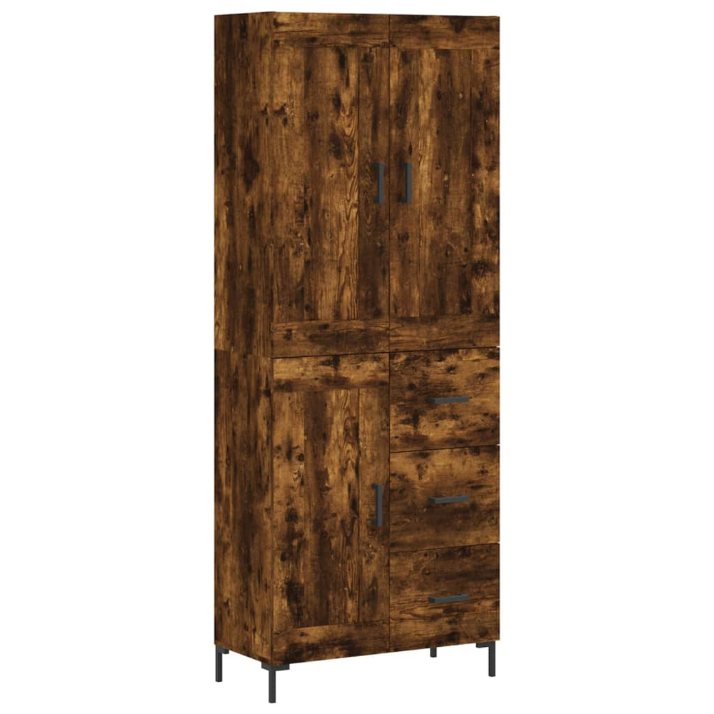 vidaXL 3 Door 3 Drawer Smoked Oak Highboard Image 2
