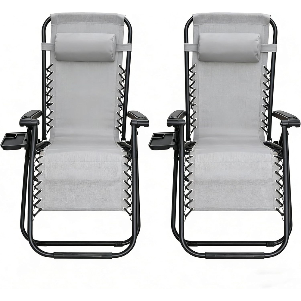 Alivio 2 Pack Light Grey Zero Gravity Reclining Sun Loungers Image 4
