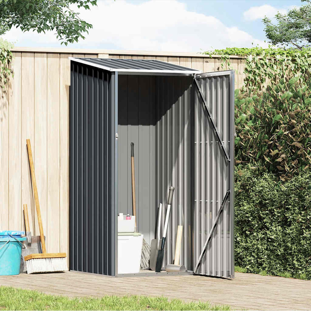 vidaXL 2.8 x 3.2ft Anthracite Galvanised Steel Pent Garden Shed Image 2