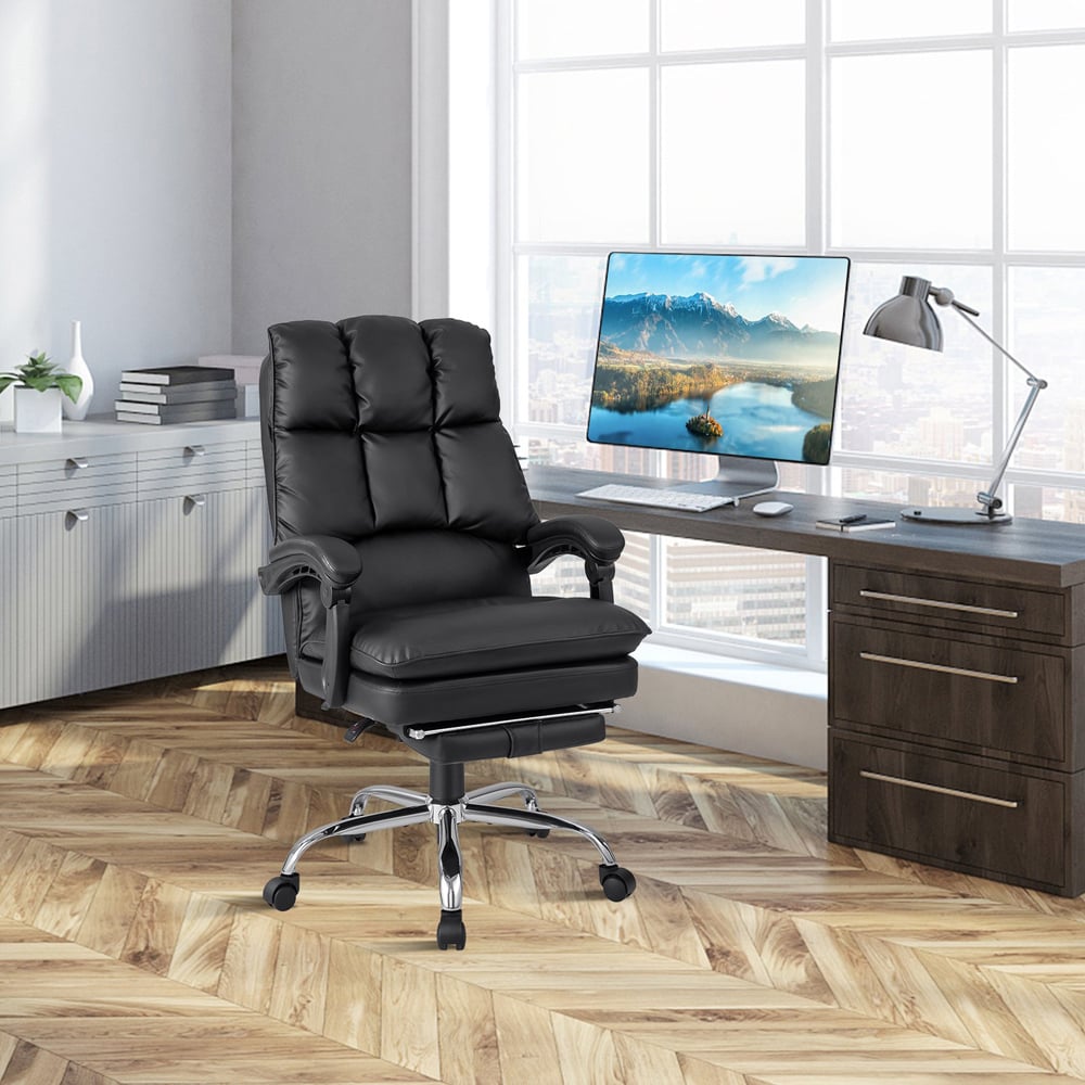 Costway Black Ergonomic Adjustable High Back Rolling Computer Chair with Footrest Image 5
