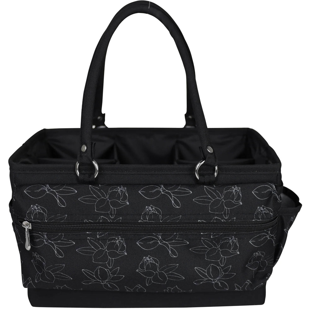 Everything Mary EVM12776-6 Black White Floral Deluxe Store Tote Craft Organiser 30.5 x 21.6 x 19cm Image 2
