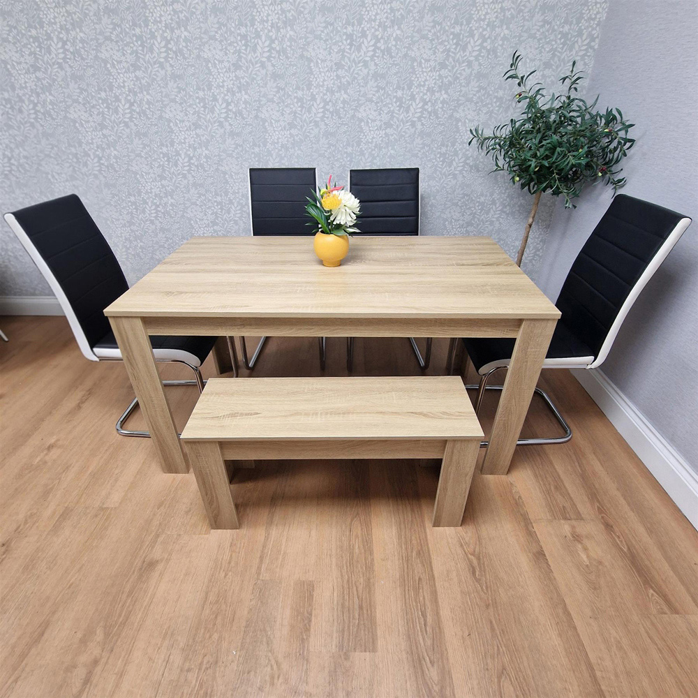 Portland Kosy Koala 6 Seater Dining Bench Set Oak Effect and Black Image 5