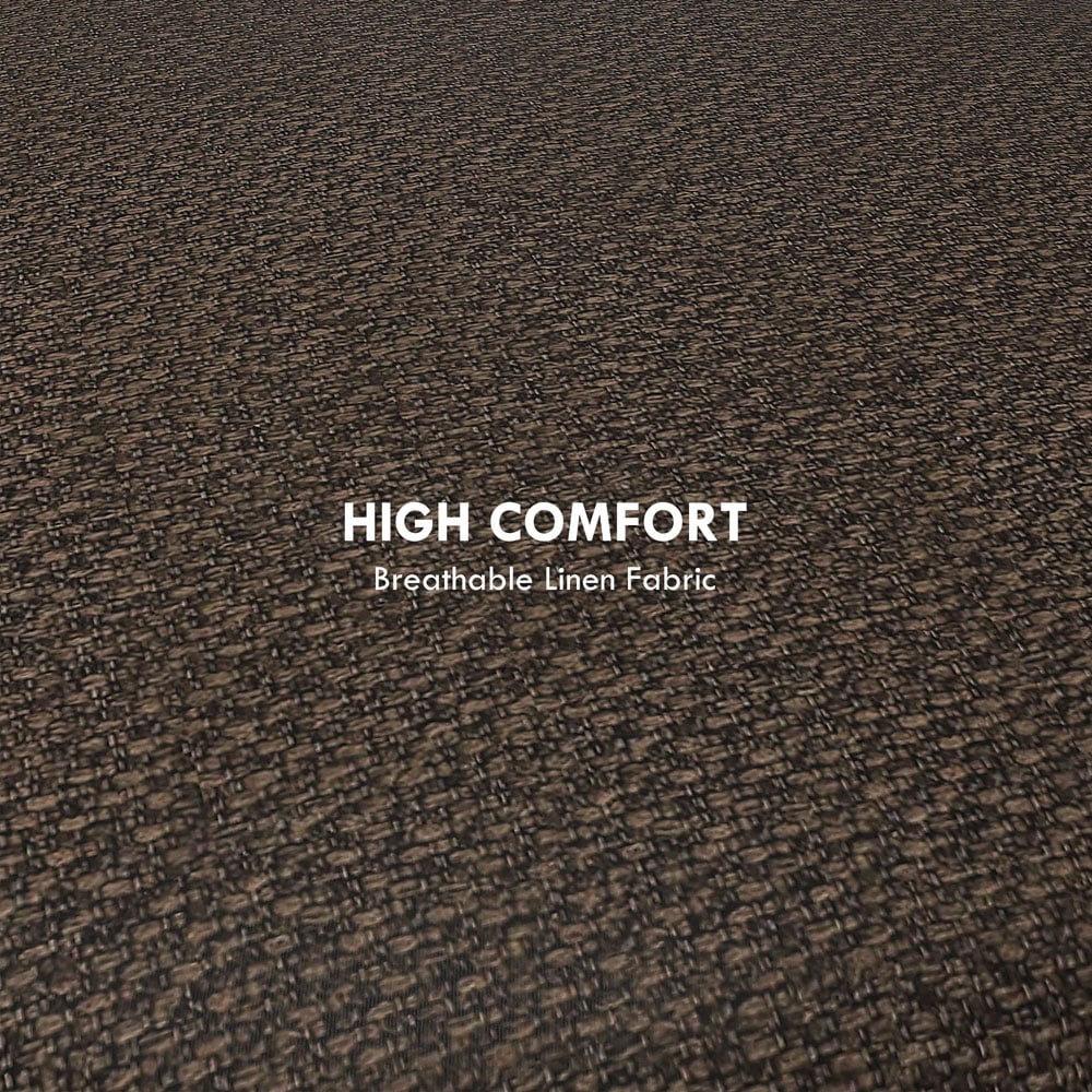 Portland Brown Round Linen Ottoman Footstool Image 6