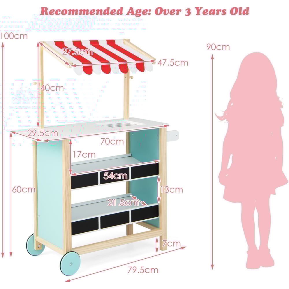 Costway Red Kids Wooden Pretend Grocery Store Playset Image 9