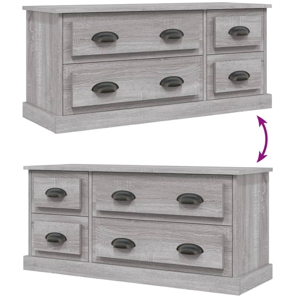 vidaXL 4 Drawer Grey Sonoma TV Cabinet Image 6