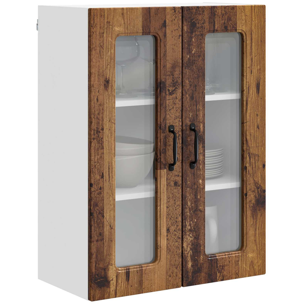 vidaXL 2 Glass Door Old Wood Kitchen Wall Cabinet Image 3