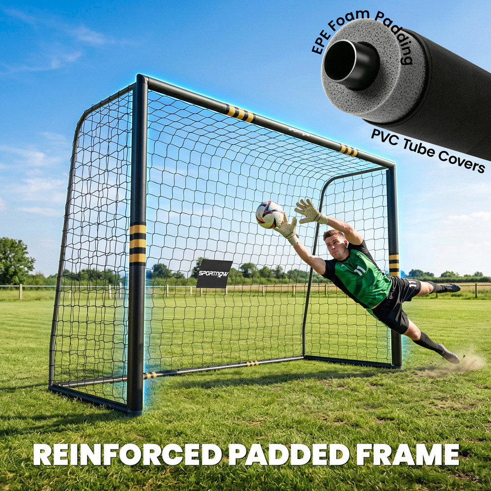 SPORTNOW Yellow and Black Football Goal with EPE Padding 10 x 6.5ft Image 6