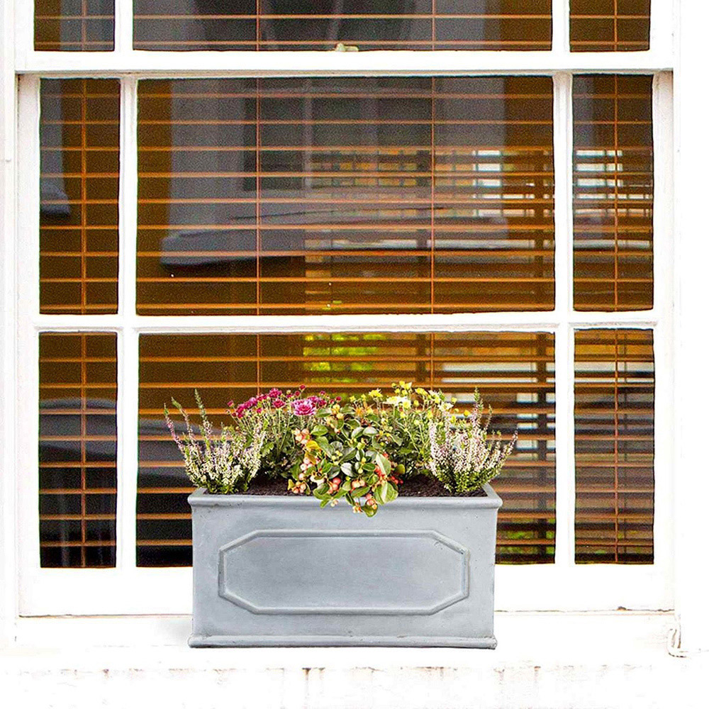 wilko Chelsea Faux Lead Light Stone Trough Outdoor Planter 23cm Image 2