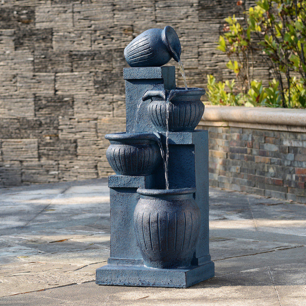 Teamson Home 4-Tier Navy Vertical Texture Cascading Bowl Water Fountain 72cm Image 2