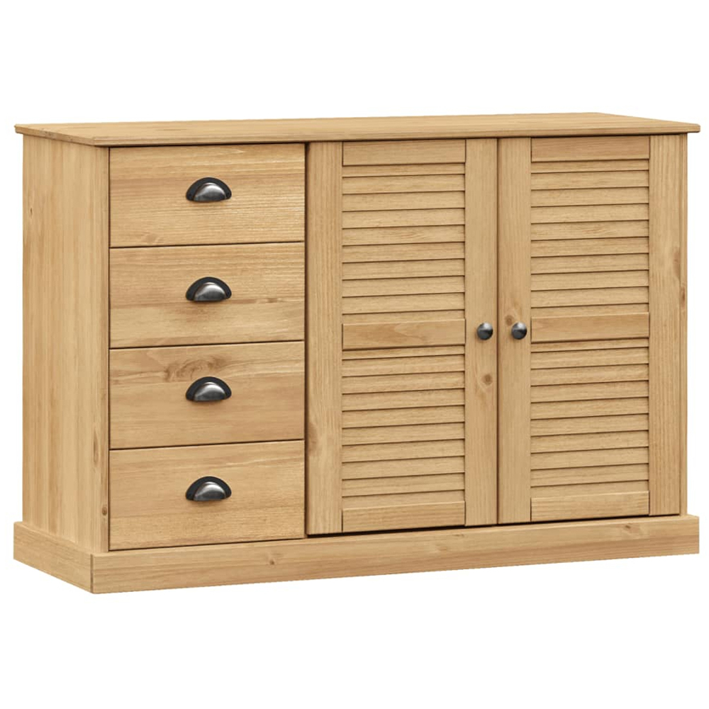 vidaXL Vigo 2 Shutter Door 4 Drawer Solid Wood Pine Sideboard Image 2