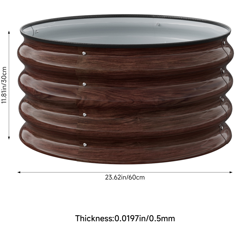 Living and Home Brown Round Metal Raised Garden Bed with Open Bottom 60 x 30cm Image 8