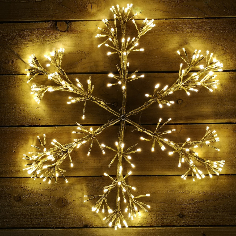 Samuel Alexander Gold Starburst Snowflake LED Christmas Decoration 60cm Image 1