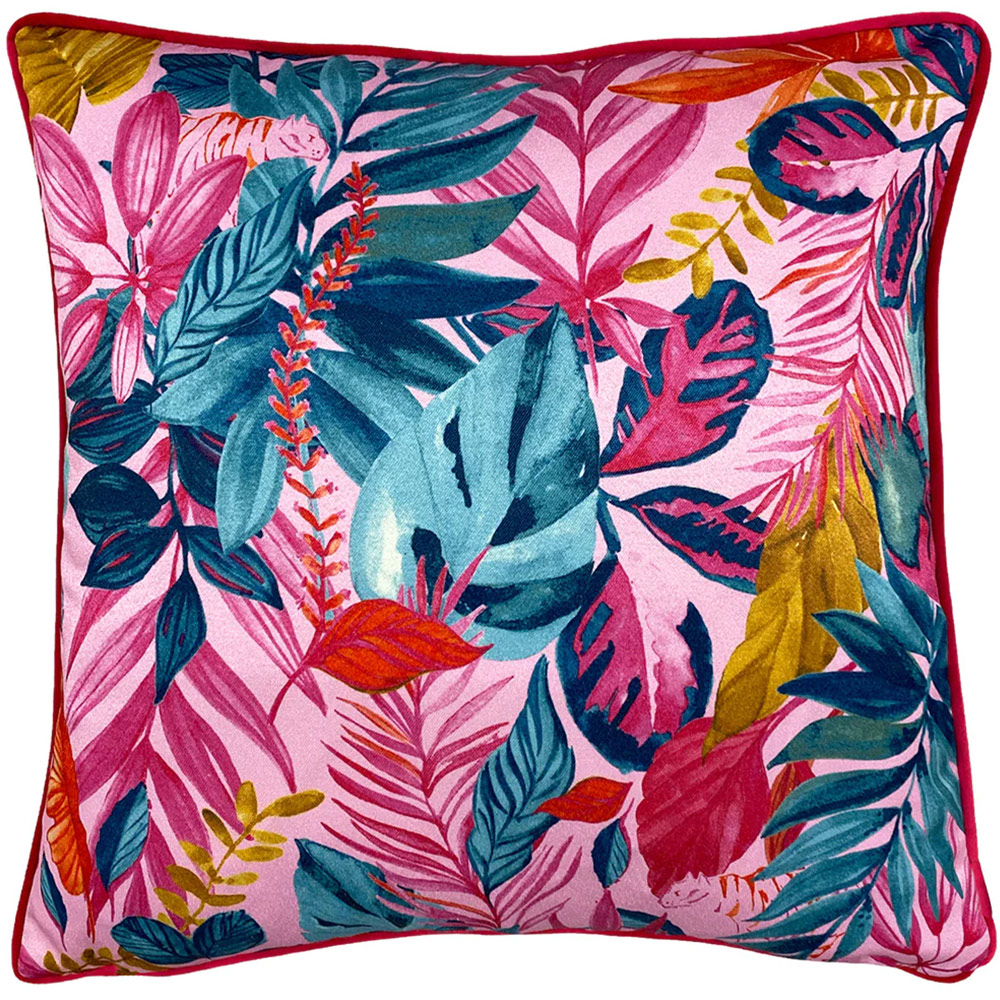 furn. Psychedelic Pink Jungle Tropical Cushion Image 1