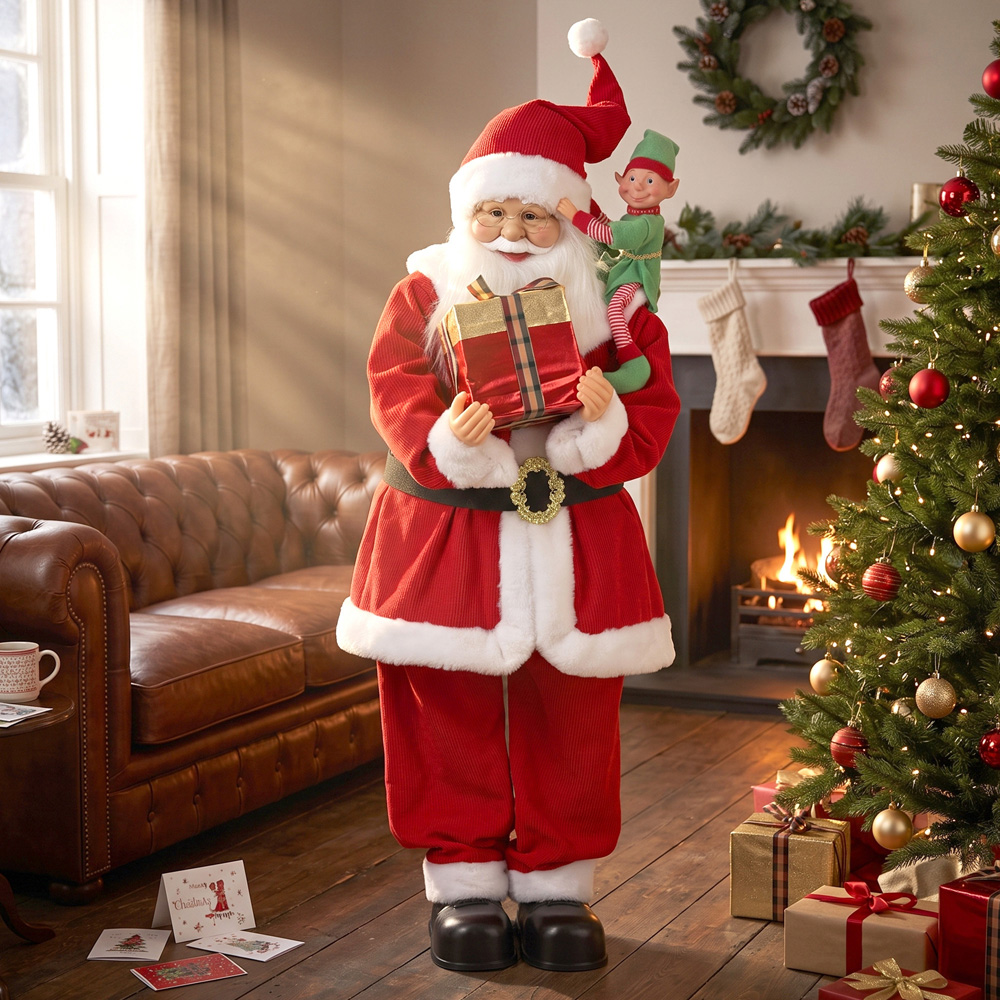 HOMCOM Singing and Dancing Santa Claus with Elf Gift Box Christmas Decoration 4ft Image 3