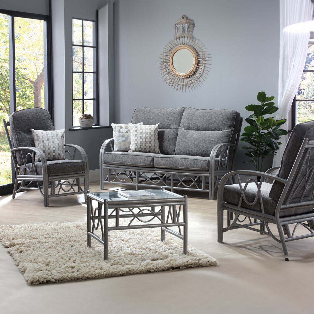 Desser Bali 5 Seater Slate Grey Natural Rattan Sofa Set Image 1