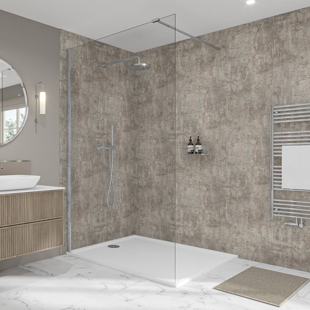 Wetwall Elite Double Post Formed Modern Concrete Shower Panel 2420 x 580mm Image 1