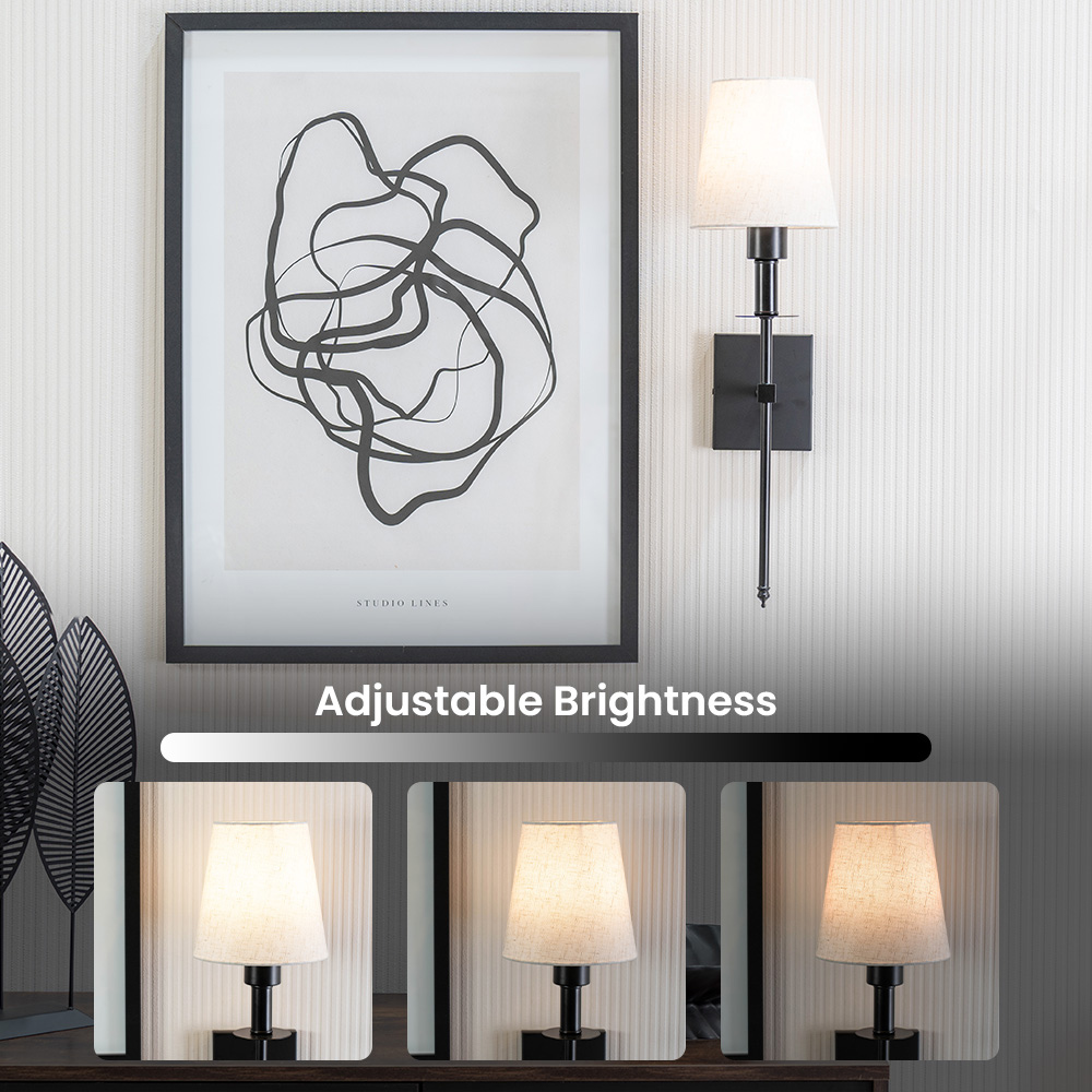 ValueLights Kincaid Black Rechargeable Easy Fit Wall Light with Shade Image 6