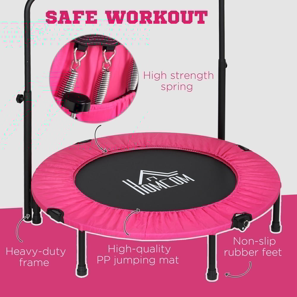 HOMCOM 3ft Pink Fitness Trampoline Image 6