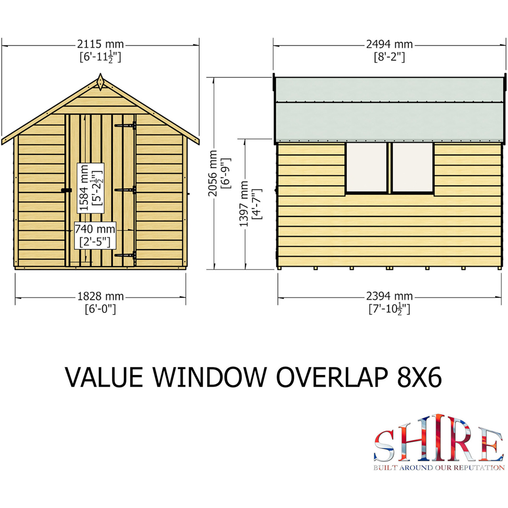 Shire 8 x 6ft Dip Treated Overlap Shed with Window Image 8