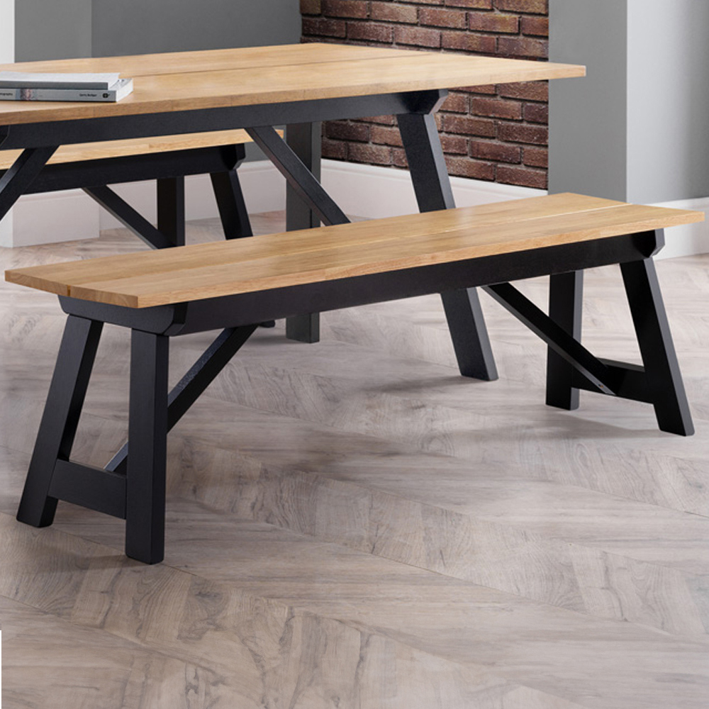 Julian Bowen Hockley 2 Seater Black and Oak Dining Bench Image 1