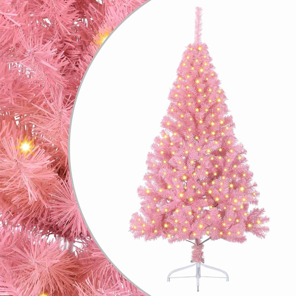 vidaXL Pre-Lit Pink Artificial Christmas Tree 6ft Image 9