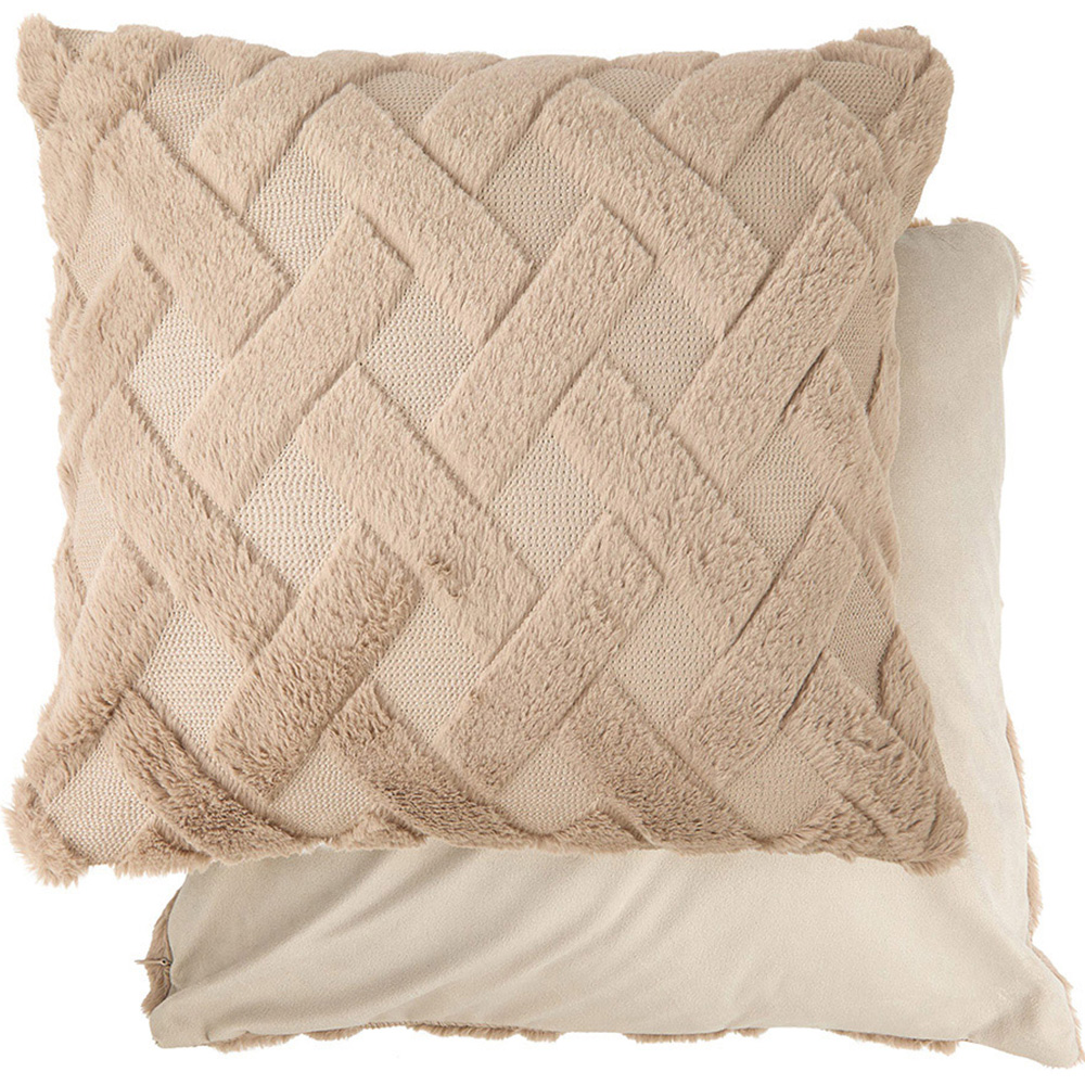 Serene Newton Cross Hatch Taupe Soft Touch Cushion Cover Image