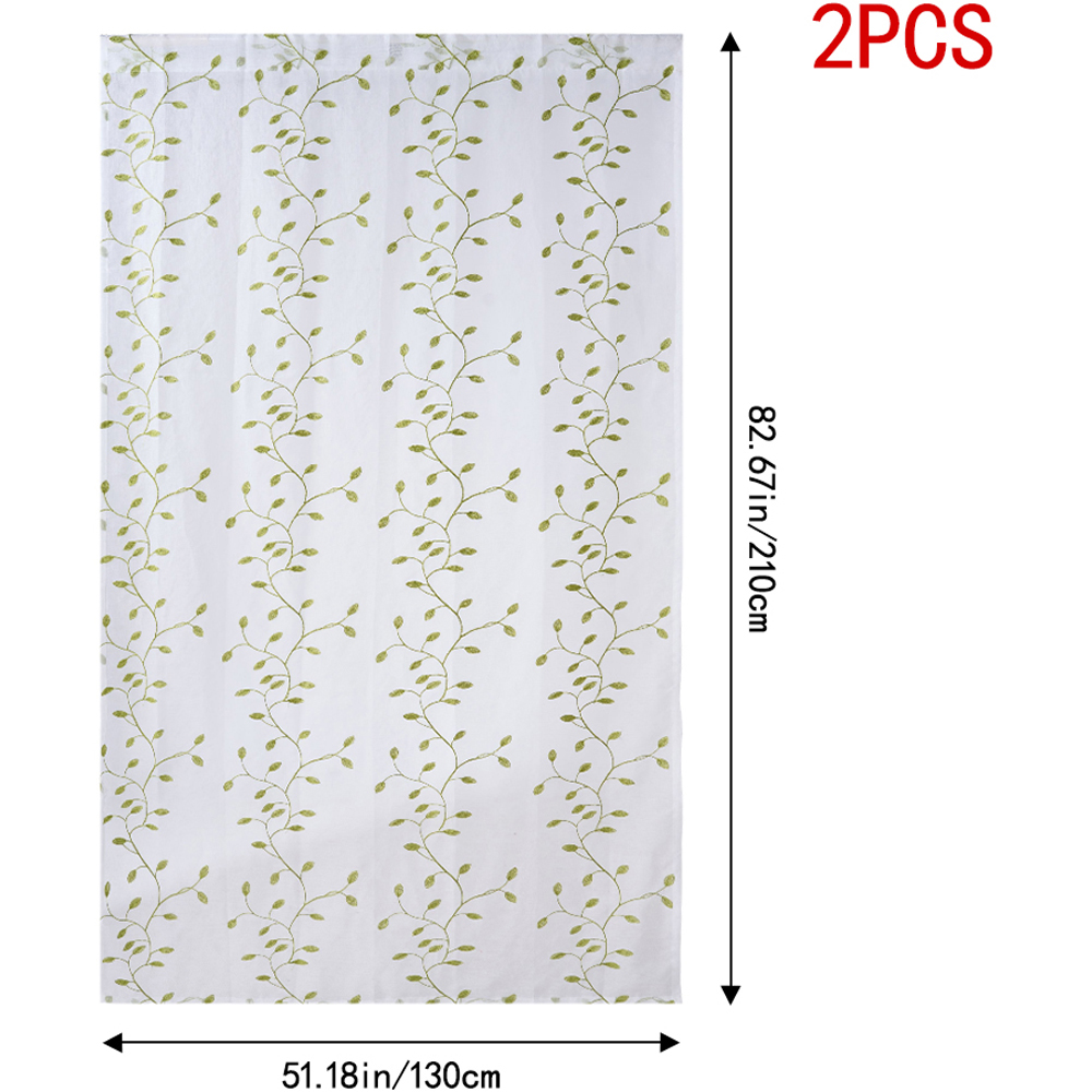 Living and Home Green Vine Embroidered Semi-Sheer 2 Panel Curtains 130 x 210cm Image 8