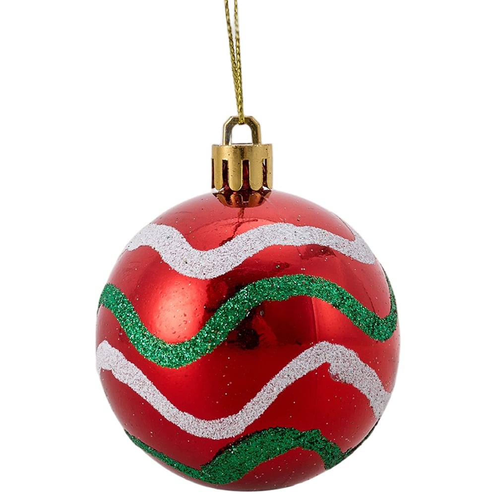 Living and Home Red Green and White Christmas Tree Decoration Ornaments 30 Pack Image 3