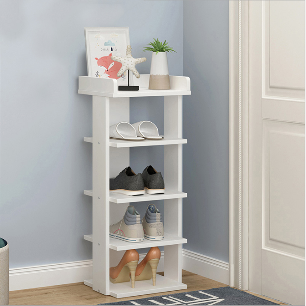 Living and Home 5 Tier White Wooden Open Shoe Rack Image 3