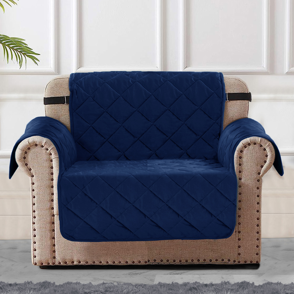 Homerepublic Luna Navy Matte Velvet Water-Repellent Sofa Chair Protector Image 2