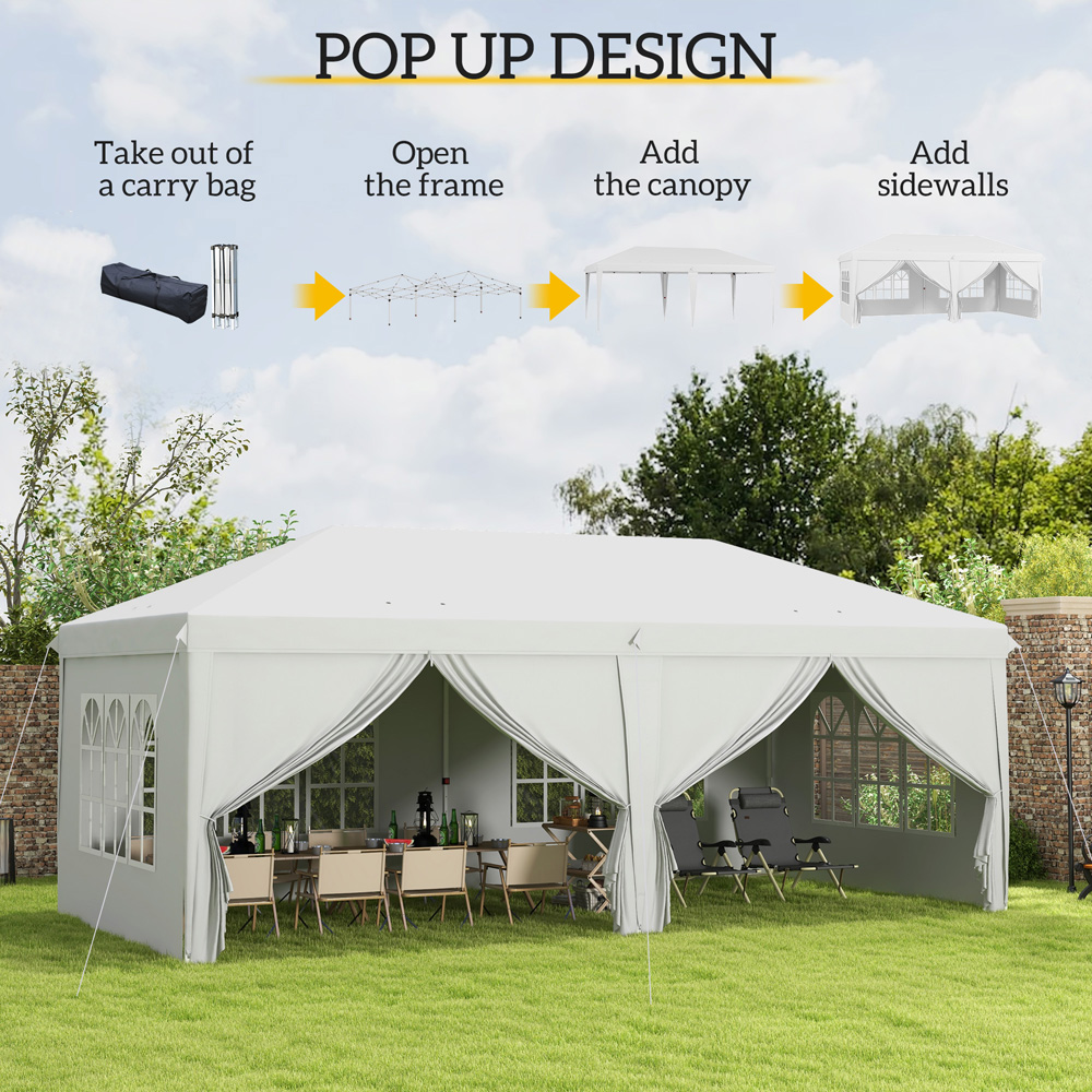 Outsunny 3 x 6m Silver Pop Up Gazebo with Sides Image 4