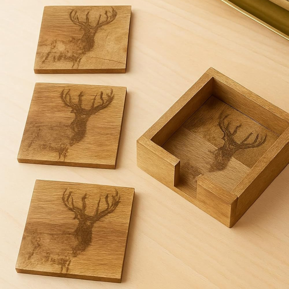 Marco Paul Wooden Reindeer Stag Coaster Chopping Board Christmas Decoration 10cm Image 2
