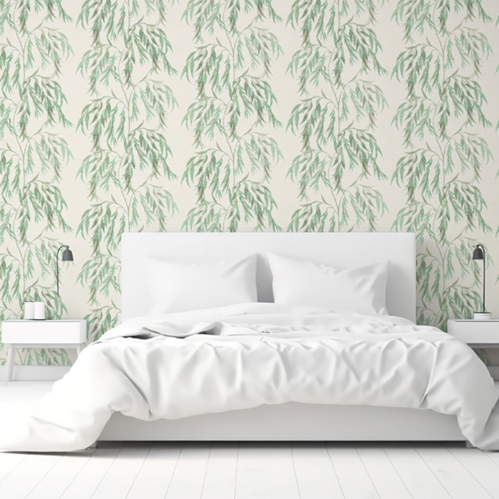 Arthouse Willow Tree White and Green Wallpaper Image 5