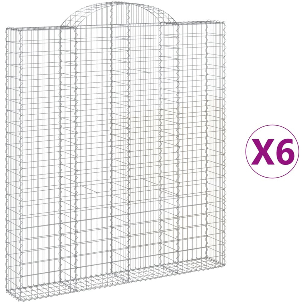 vidaXL Silver Galvanised Iron Gabion Basket 200 x 30 x 220/240cm 6 Pack Image 4