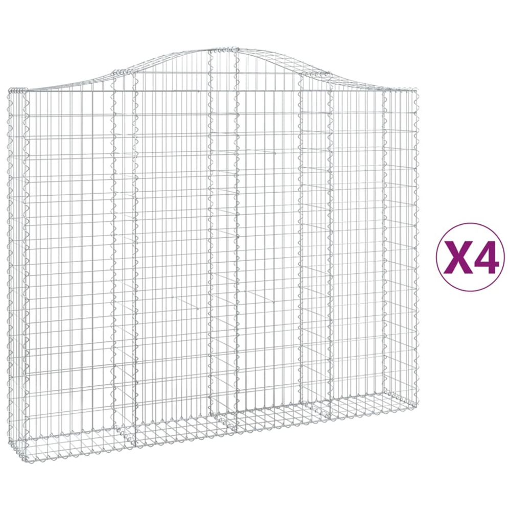 vidaXL Silver Galvanised Iron Arched Gabion Basket 200 x 30 x 160/180cm 4 Pack Image 4