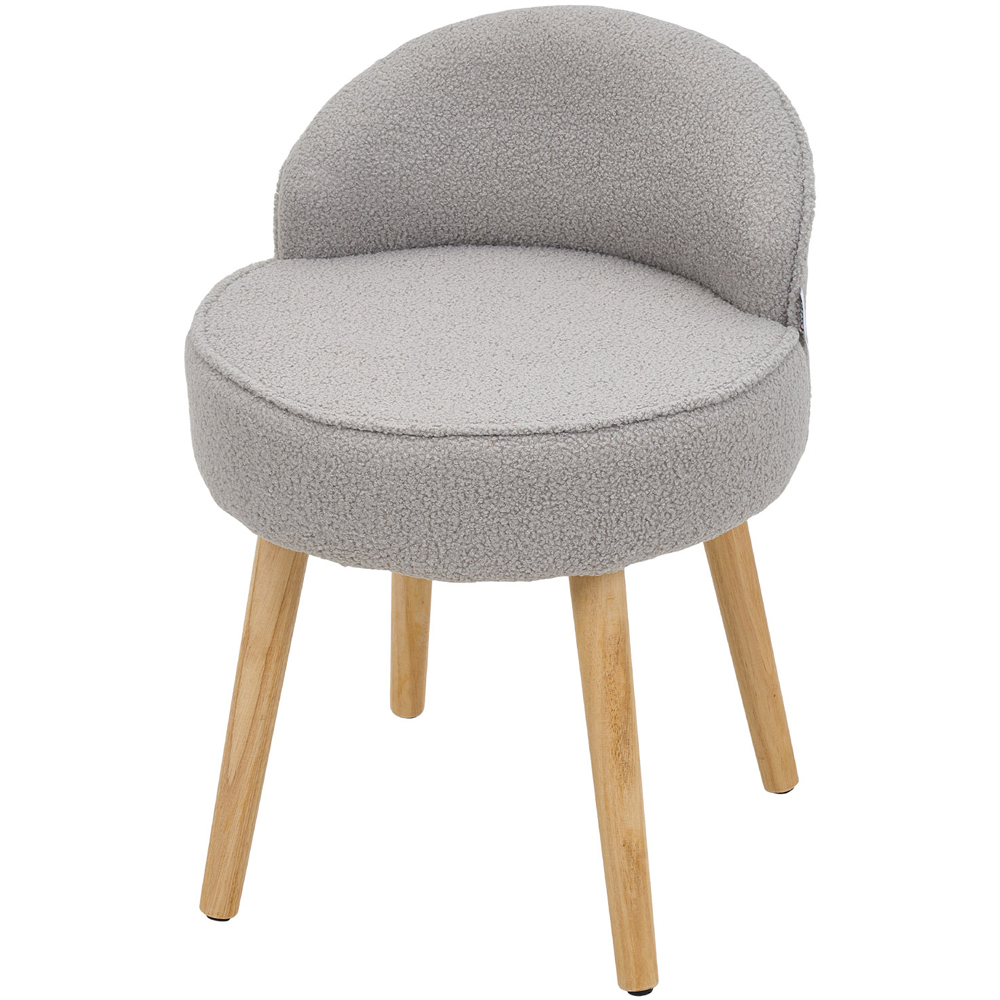 Living and Home Grey Teddy Fleece Low Backrest Vanity Stool Image 2