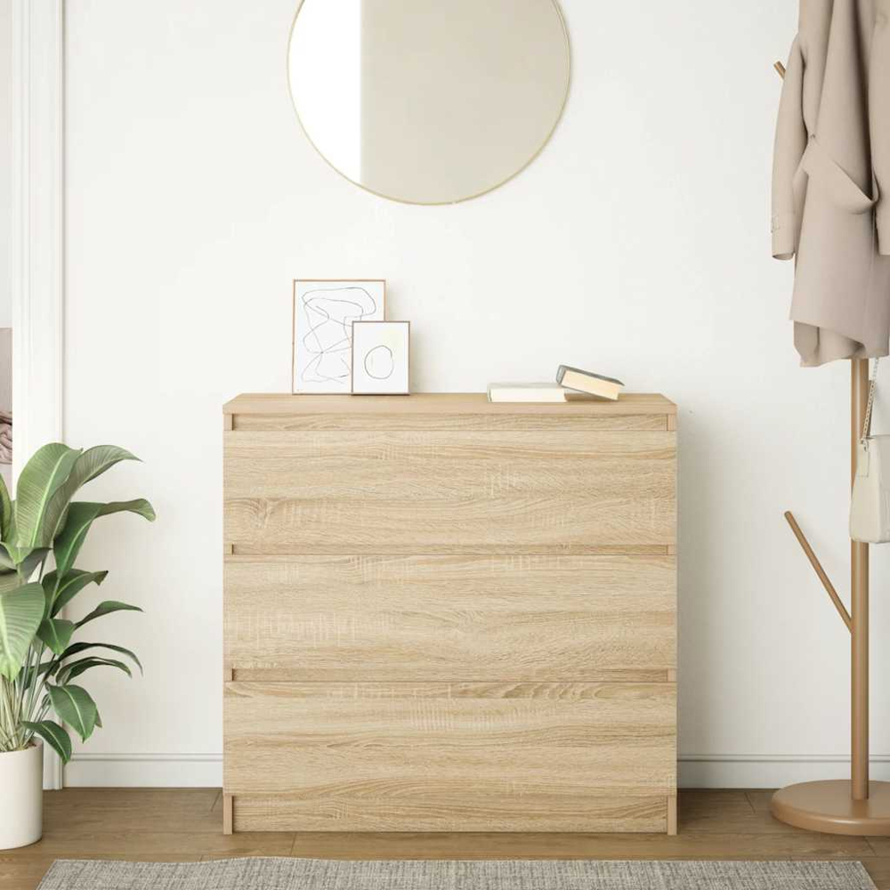 vidaXL 3 Drawer Sonoma Oak Sideboard Image 3
