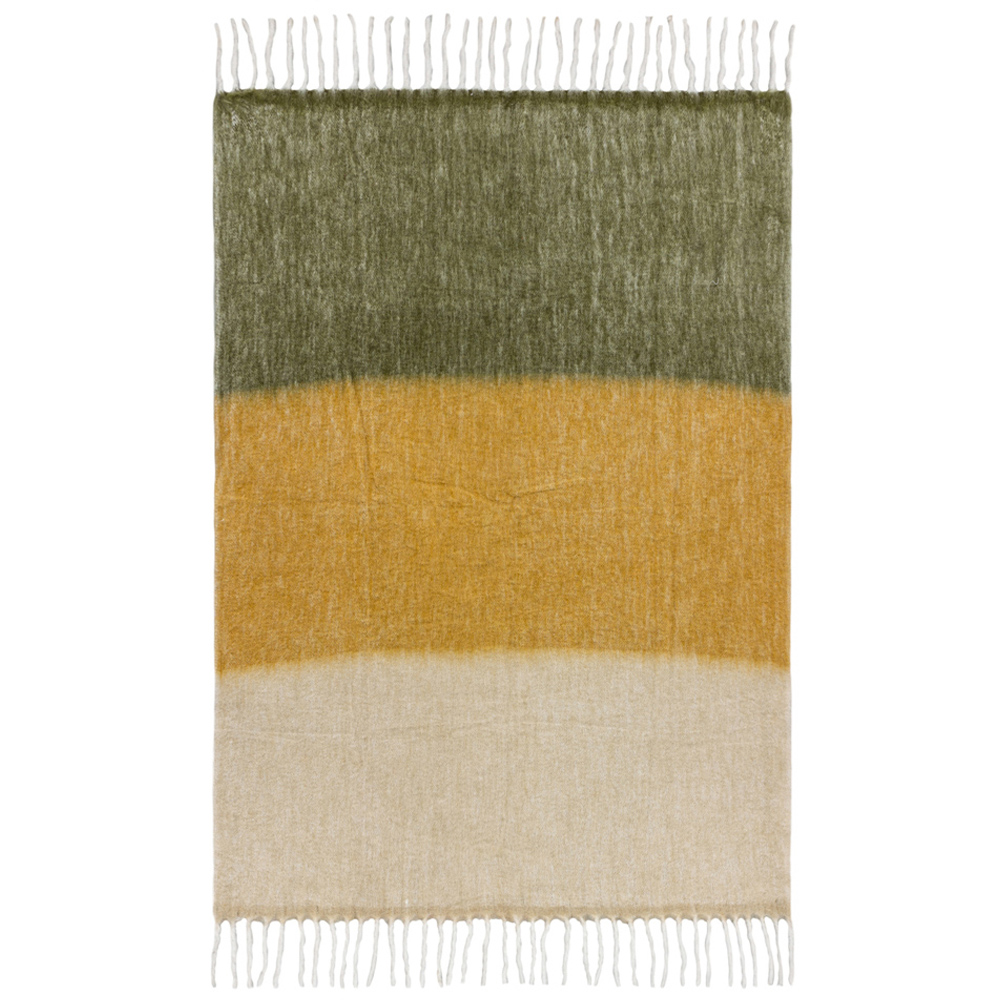 Yard Rawton Natural and Moss Green Ombre Herringbone Throw 130 x 180cm Image 1