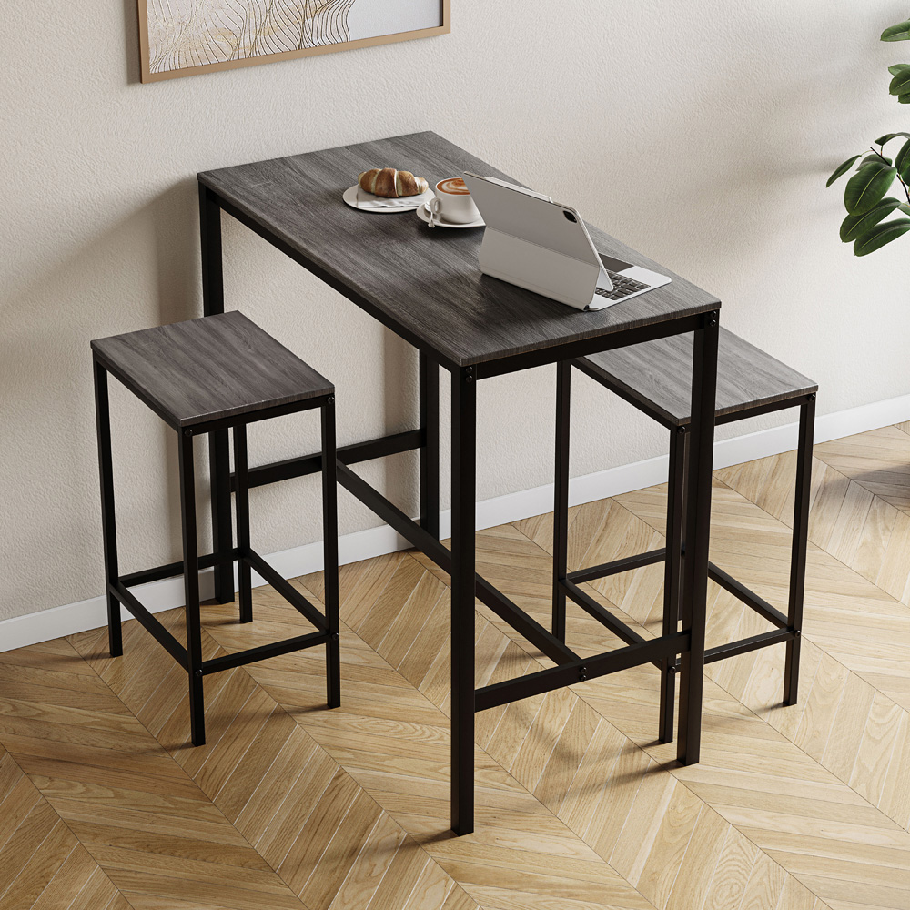 VIDA DESIGNS Roslyn 2 Seater Metal Frame Breakfast Table Set Grey Image 3