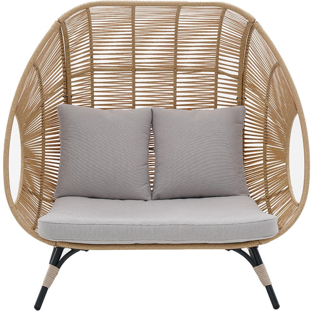 Double Standing Egg Chair - Wicker & Grey Image 2