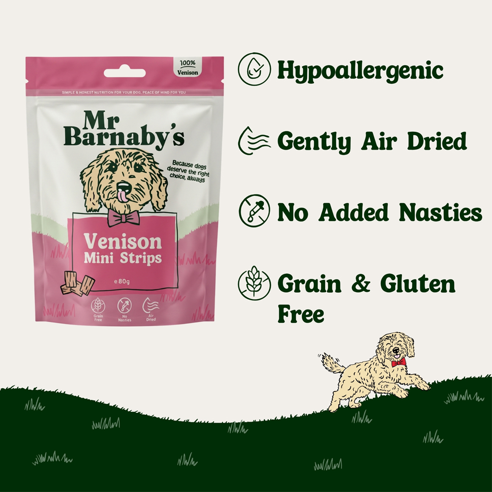 Mr Barnaby's Venison Mini Strips Dog Treats 80g 2 Pack Image 5