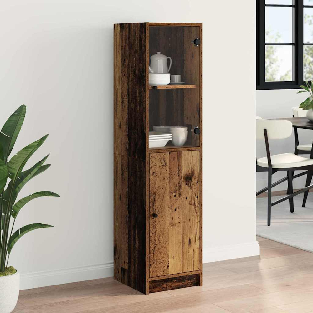 vidaXL 2 Door Old Wood Tall Slim Highboard Image 9