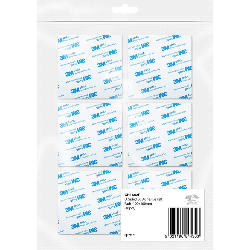 St Helens Grey Double-Sided Square Adhesive Mounting Pads 10cm 10 Pack Image 4