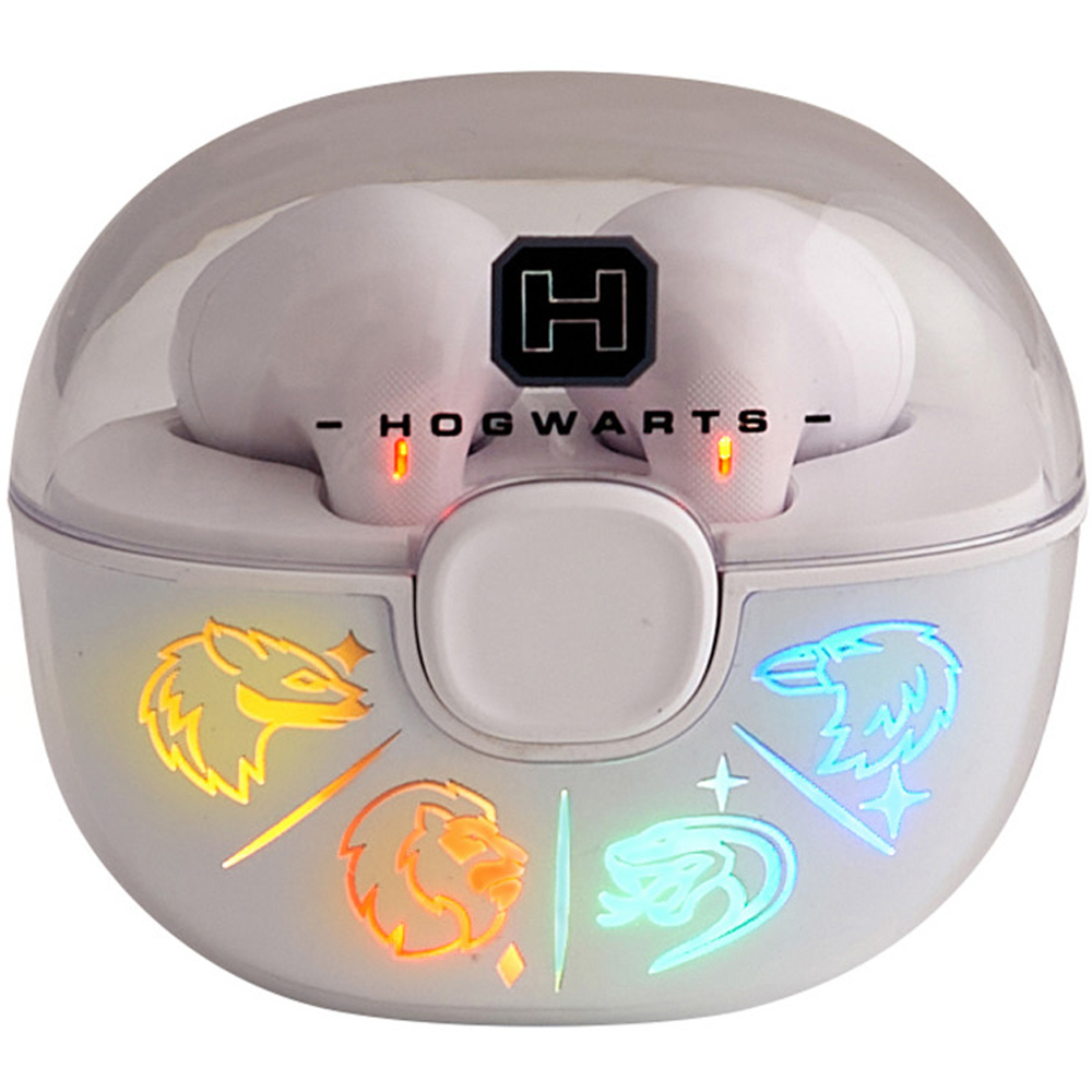 Lazerbuilt Harry Potter Hogwarts Houses White TWS Wireless Light-Up Earphones Image 1